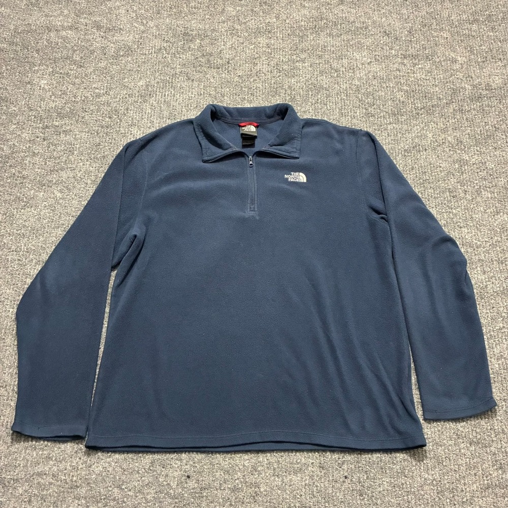 The North Face Mens Pullover Sweatshirt Size L Blue Fleece 1/4 Zip Long Sleeve
